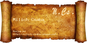 Milich Csaba névjegykártya